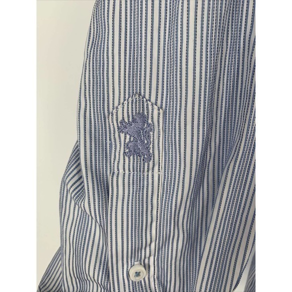 Bugatchi Uomo Button Down Shirt Mens 15 1/2 Med Blue Striped Casual Designer - Picture 3 of 11